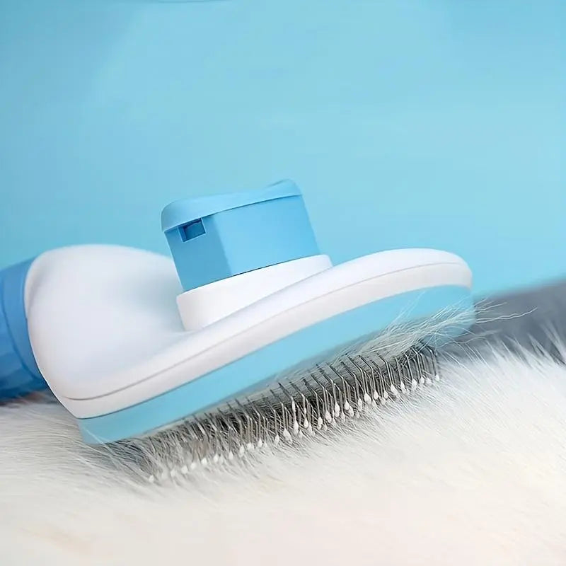 Pet Hair Removal Comb, 1 Count Pet Grooming Brush, One-Click Cleaning Pet Hair Remover, Dog & Cat Grooming Supplies, Dog & Cat Accessories