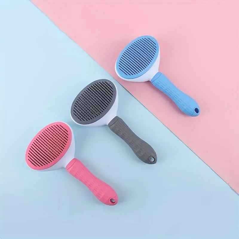 Pet Hair Removal Comb, 1 Count Pet Grooming Brush, One-Click Cleaning Pet Hair Remover, Dog & Cat Grooming Supplies, Dog & Cat Accessories