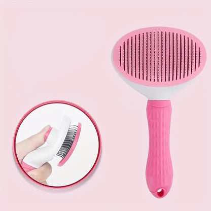 Pet Hair Removal Comb, 1 Count Pet Grooming Brush, One-Click Cleaning Pet Hair Remover, Dog & Cat Grooming Supplies, Dog & Cat Accessories