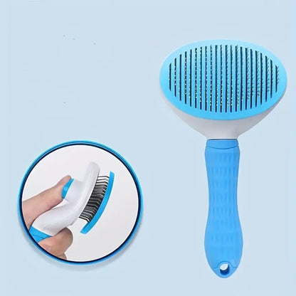 Pet Hair Removal Comb, 1 Count Pet Grooming Brush, One-Click Cleaning Pet Hair Remover, Dog & Cat Grooming Supplies, Dog & Cat Accessories